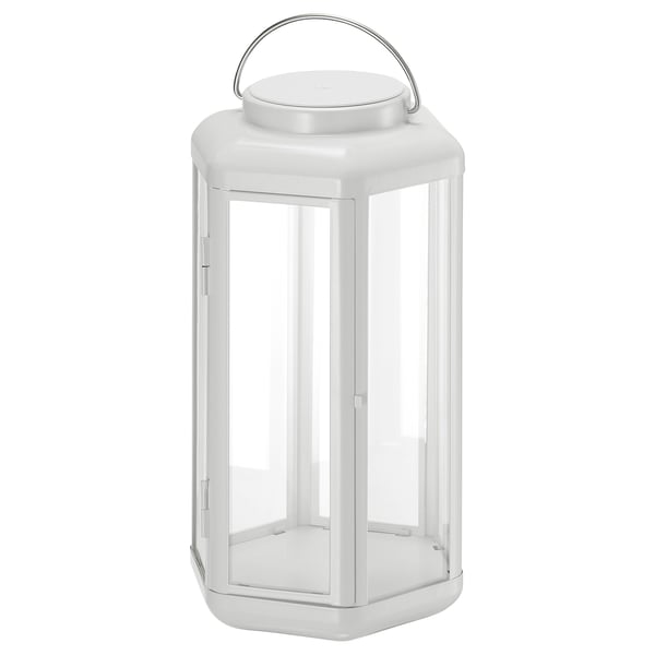 SOLVINDEN LED table lamp, lantern/battery-operated white, 28 cm