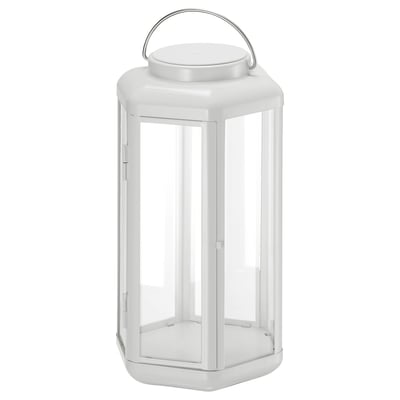 SOLVINDEN LED table lamp, lantern/battery-operated white, 28 cm