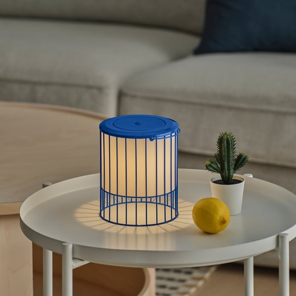 SOLVINDEN Table lamp, blue, 15 cm