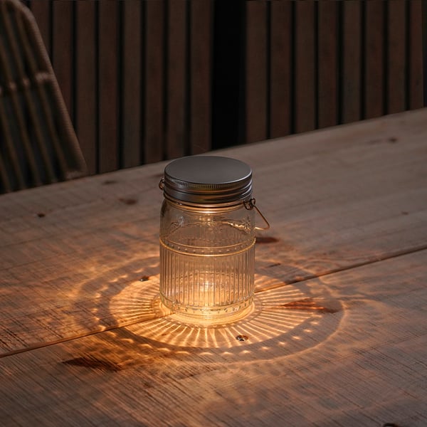 SOLVINDEN Table lamp/decoration, battery-operated/jar clear, 15 cm