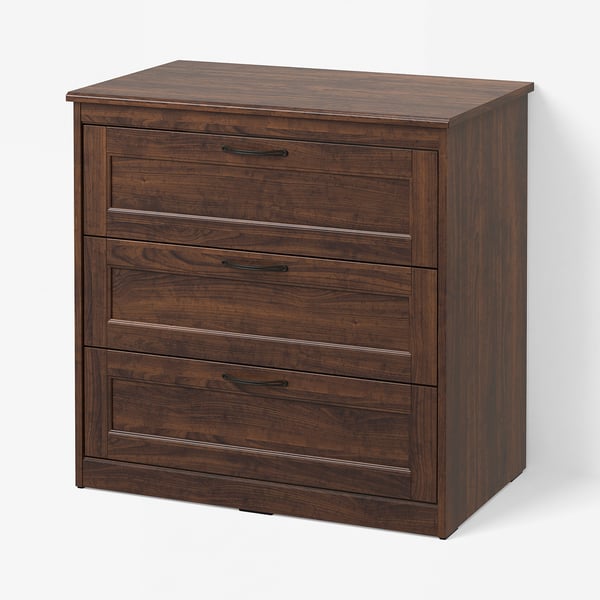 SONGESAND Chest of 3 drawers, brown, 82x81 cm