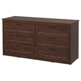 SONGESAND Chest of 6 drawers, brown, 161x82 cm
