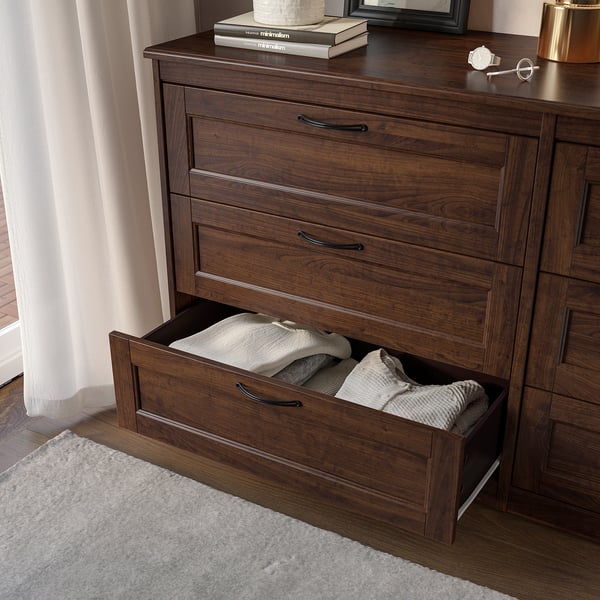 SONGESAND Chest of 6 drawers, brown, 161x82 cm