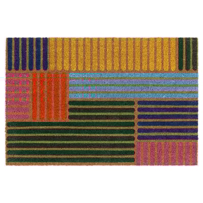 SPÅRDJUP Door mat, indoor, multicolour/stripe, 60x90 cm