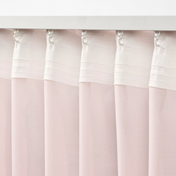 STENFRÖ Sheer curtains, 1 pair, pink/with heading tape, 145x250 cm
