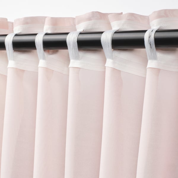 STENFRÖ Sheer curtains, 1 pair, pink/with heading tape, 145x250 cm
