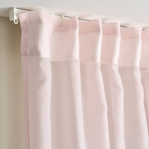 STENFRÖ Sheer curtains, 1 pair, pink/with heading tape, 145x250 cm
