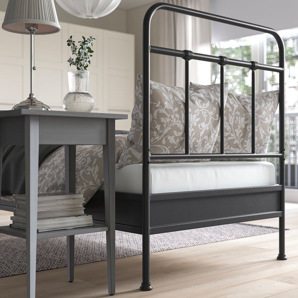 STJÄRNÖ Bed frame, anthracite/Luröy, Twin