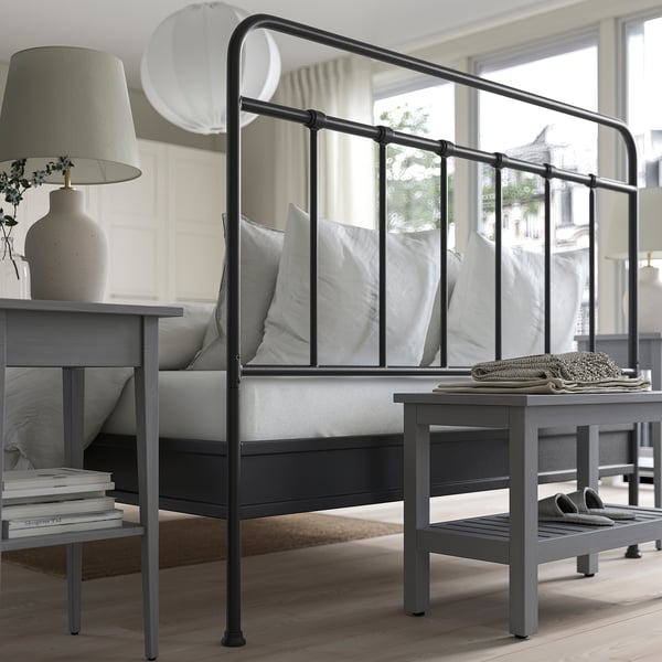 STJÄRNÖ Bed frame, anthracite/Luröy, Queen