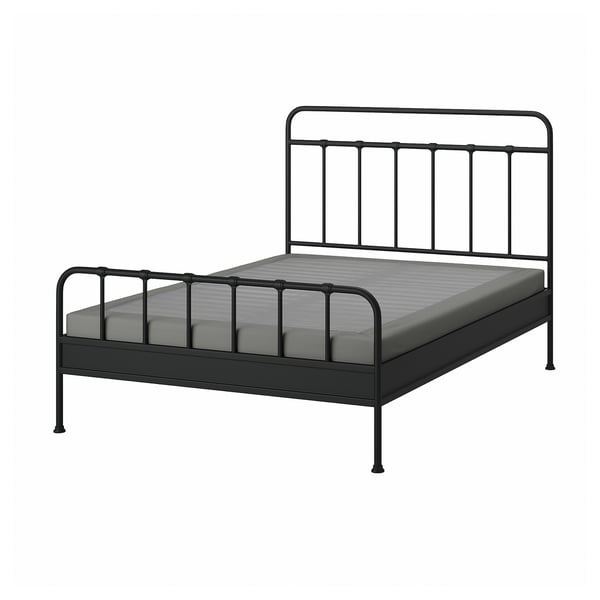 STJÄRNÖ Bed frame, anthracite/Lyngör dark grey, Queen