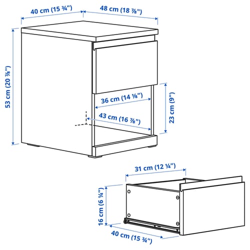 Illustration with measurements for the product: STORKLINTA.