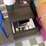 STORKLINTA Bedside table, dark brown oak effect/with 1 drawer, 40x48x53 cm