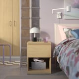 STORKLINTA Bedside table, oak effect/with 1 drawer, 40x48x53 cm