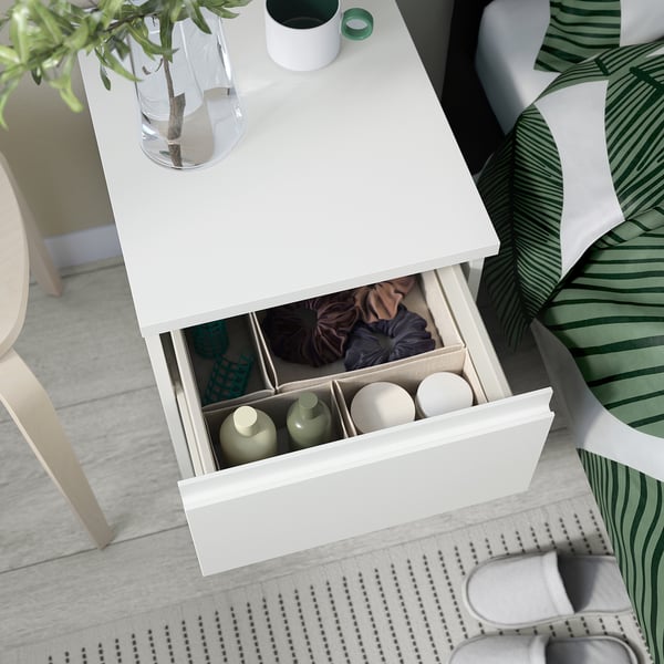 STORKLINTA Bedside table, white/with 1 drawer, 40x48x53 cm