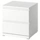 Modern white STORKLINTA bedside table, sleek design with two smooth drawers.