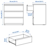 STORKLINTA Chest of 3 drawers, oak effect/anchor/unlock-function, 70x48x75 cm