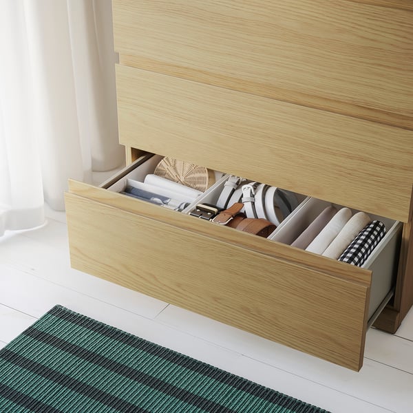 STORKLINTA Chest of 3 drawers, oak effect/anchor/unlock-function, 70x48x75 cm