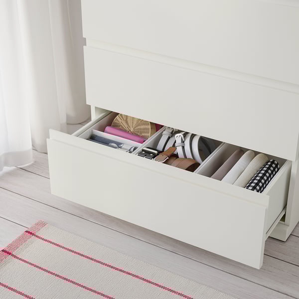 STORKLINTA Chest of 4 drawers, white/anchor/unlock-function, 70x48x98 cm