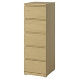 STORKLINTA Chest of 5 drawers, oak effect/anchor/unlock-function, 40x48x120 cm
