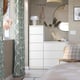 STORKLINTA Chest of 5 drawers, white/anchor/unlock-function, 40x48x120 cm