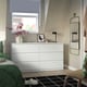 STORKLINTA Chest of 6 drawers, white/anchor/unlock-function, 140x48x75 cm