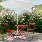 SUNDSÖ Table and 2 folding chairs, outdoor bright red/bright red, 65x65 cm