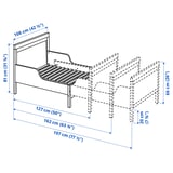SUNDVIK Ext bed frame with slatted bed base, grey, 97x190 cm