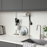 SUNNERSTA Kitchen organiser set, no drill/kitch roll hldr/dish drnr/cont