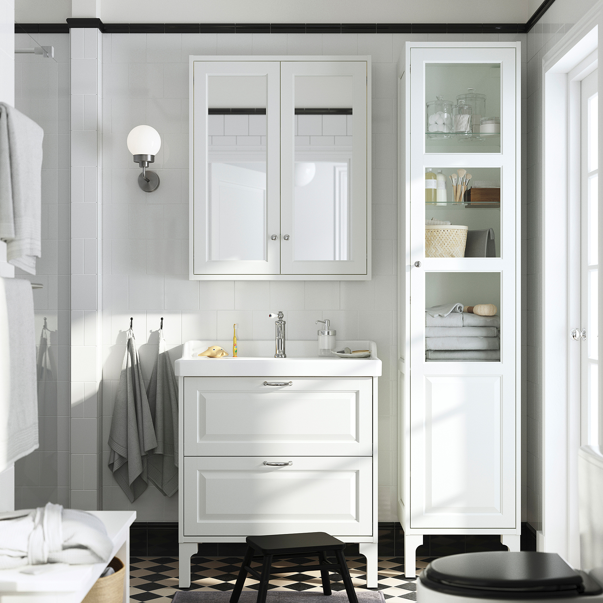 TÄNNFORSEN High cabinet with door, white, 18x15x77 "