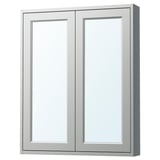TÄNNFORSEN Mirror cabinet with doors, light grey, 76x15x94 cm