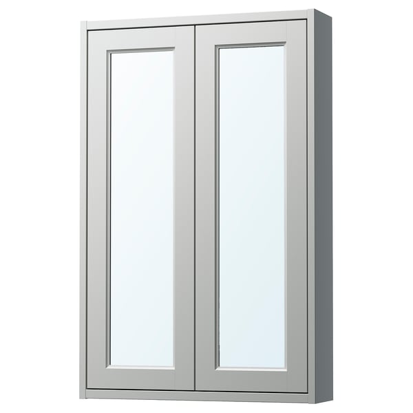 TÄNNFORSEN Mirror cabinet with doors, light grey, 61x15x94 cm