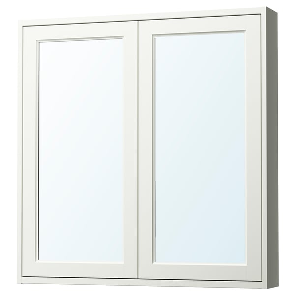 TÄNNFORSEN Mirror cabinet with doors, white, 91x15x94 cm