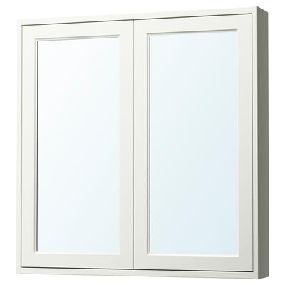TÄNNFORSEN Mirror cabinet with doors, white, 91x15x94 cm