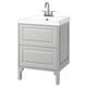 TÄNNFORSEN vanity, light grey, wood, rectangular, two drawers, ceramic basin, chrome tap.