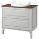 TÄNNFORSEN white vanity, wood top, 2 drawers, ceramic basin.