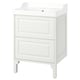 TÄNNFORSEN vanity in pure white with classic bevel details, two spacious drawers, and ceramic sink.