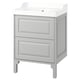 Grey TÄNNFORSEN bathroom cabinet with 2 drawers, white sink, classic design.