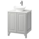 TÄNNFORSEN light grey vanity with marble top and white bowl sink.