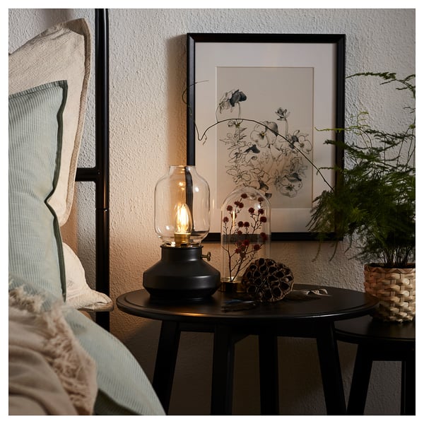 TÄRNABY Table lamp with LED bulb, anthracite - IKEA