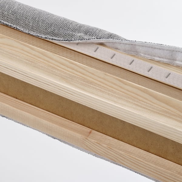 TÄRNKULLEN Upholstered bed frame, Tibbleby beige/grey/Luröy, Queen