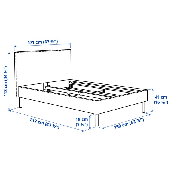 TÄRNKULLEN Upholstered bed frame, Tibbleby beige/grey, Queen