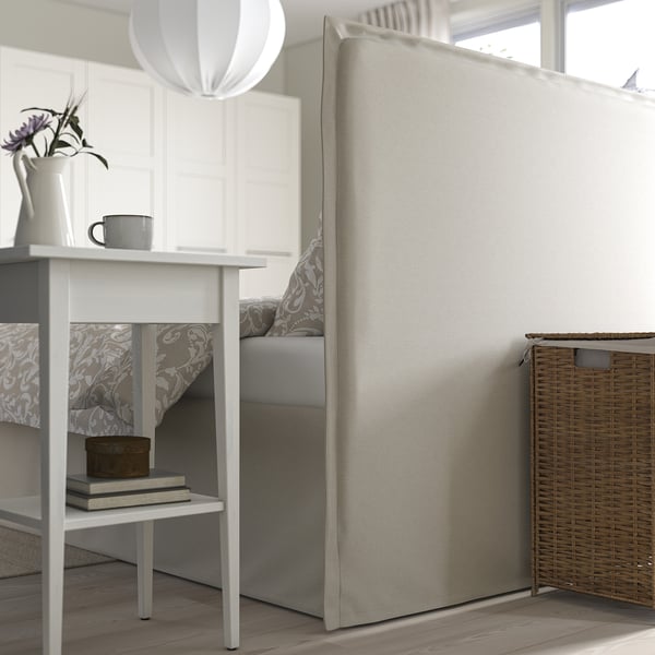 TÄRNKULLEN Upholstered bed frame, Vissle beige, Full