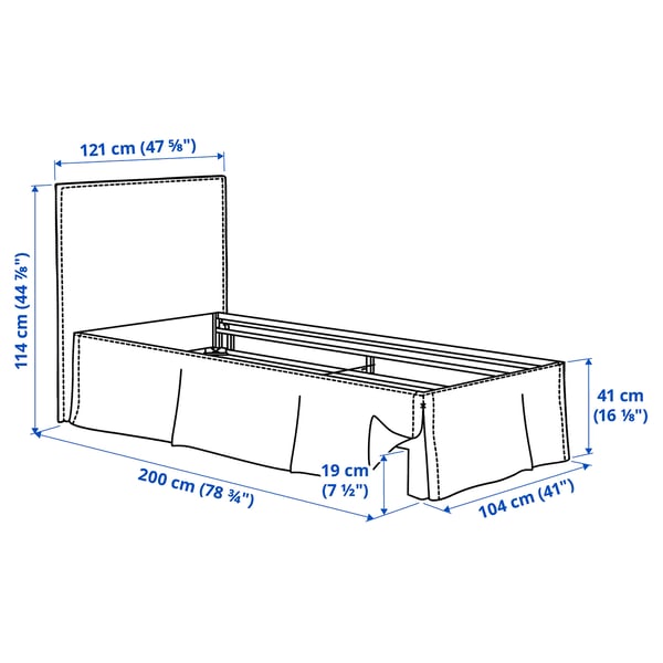 TÄRNKULLEN Upholstered bed frame, Vissle beige, Twin