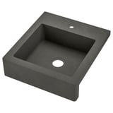Dark grey TALLSJÖN farmhouse-style sink, deep one-bowl design, quartz composite.