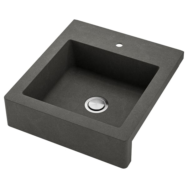 TALLSJÖN Sink bowl w visible front, dark grey/stone effect, 61x67 cm