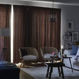 TIBAST Room darkening curtains, 1 pair, dark red/with heading tape, 145x250 cm