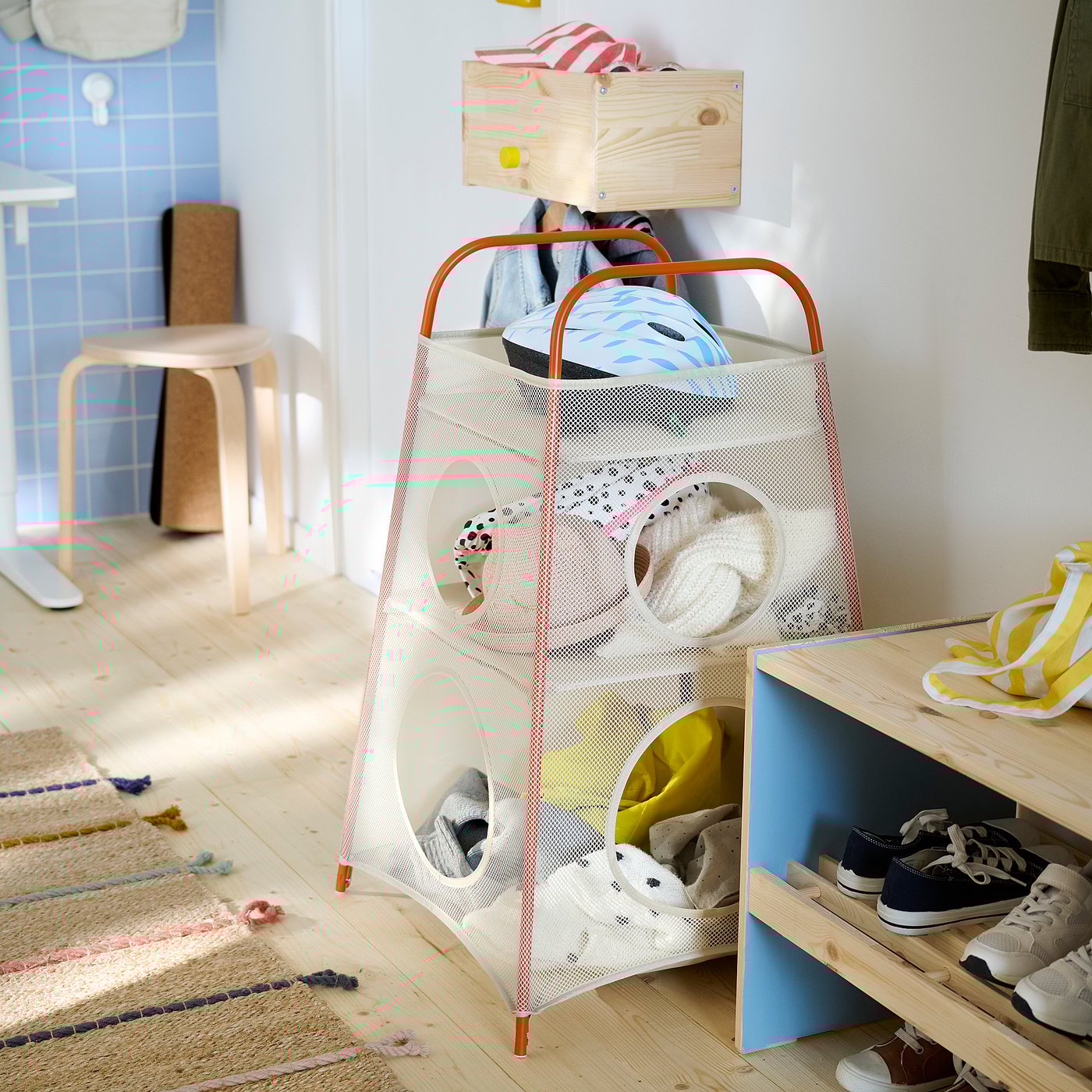 TIGERFINK storage with compartments, beige/orange IKEA