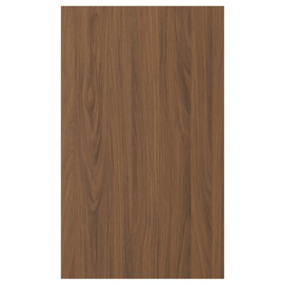 Walnut-colored TISTORP door fronts, smooth, modern, and practical with vertical grain pattern.