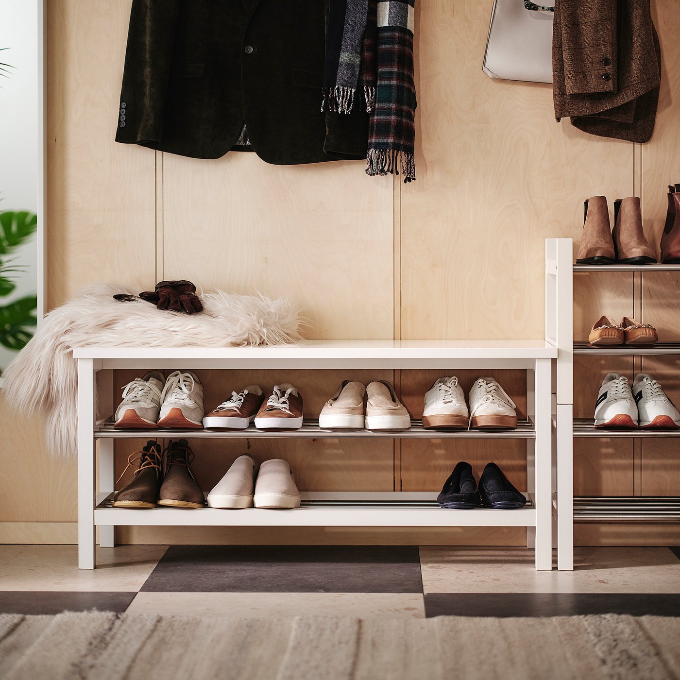 TJUSIG bench with shoe storage, white, 108x34x50 cm IKEA
