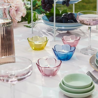 TOFSAND Tealight holder, assorted colours, 4 cm